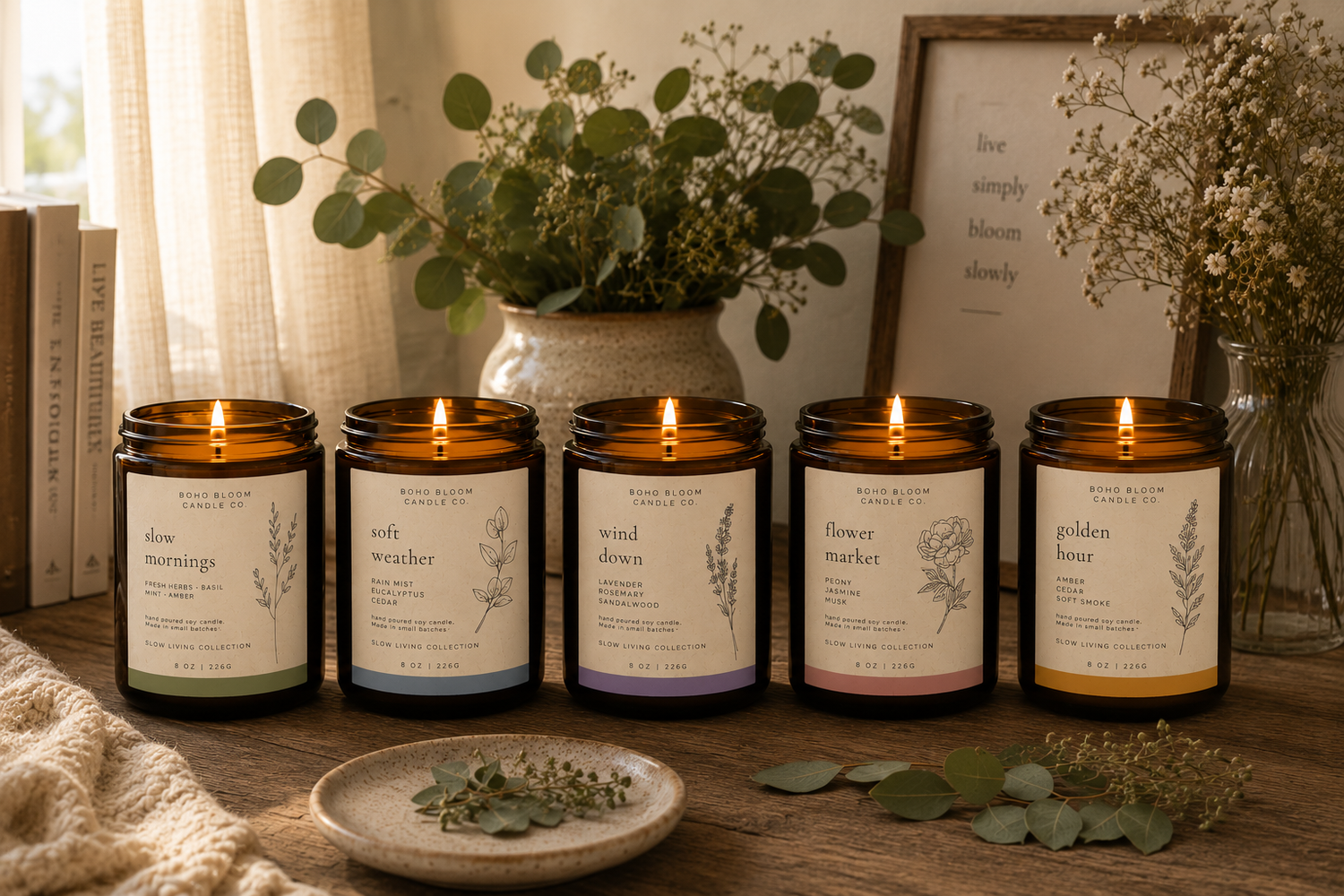 Slow living candle collection