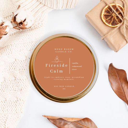 Fireside Calm – 2 oz Travel Tin Candle
