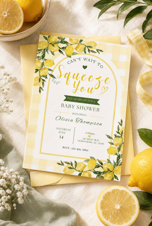 Sweet Lemon Baby Shower Invitation Template