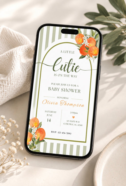 A Little Cutie Is On The Way Baby Shower Invitation Template