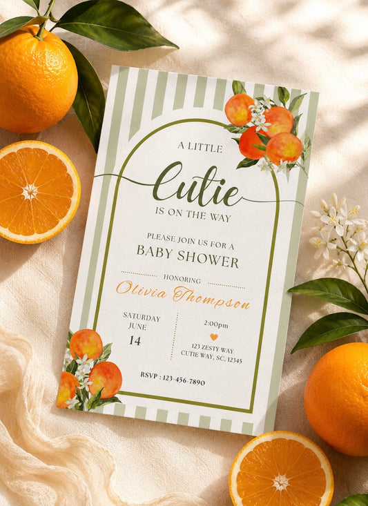 A Little Cutie Is On The Way Baby Shower Invitation Template