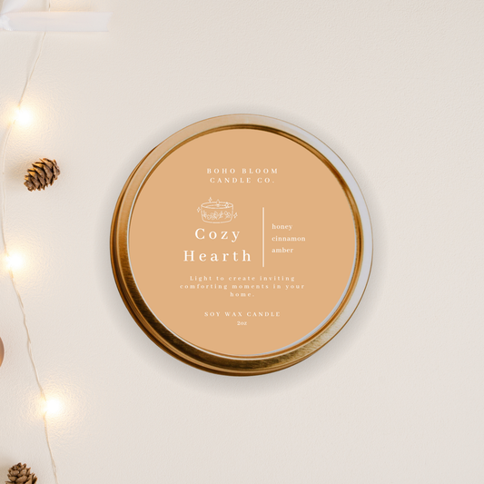 Cozy Hearth – 2 oz Travel Tin Candle