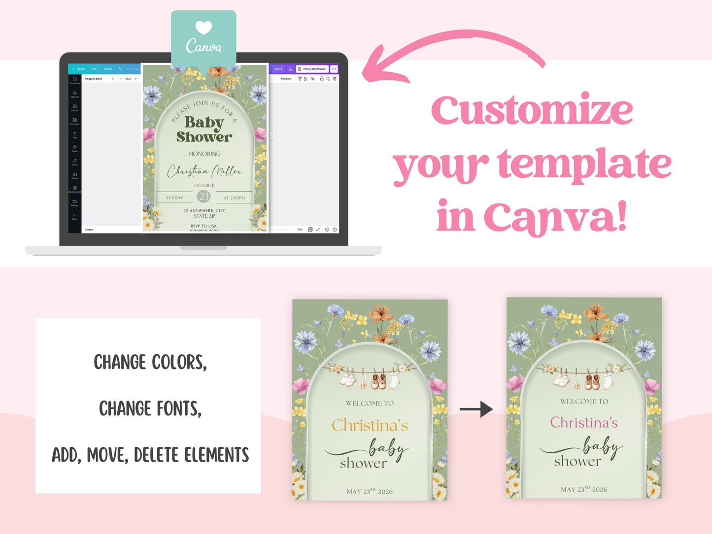 Wildflower Baby Shower Bundle