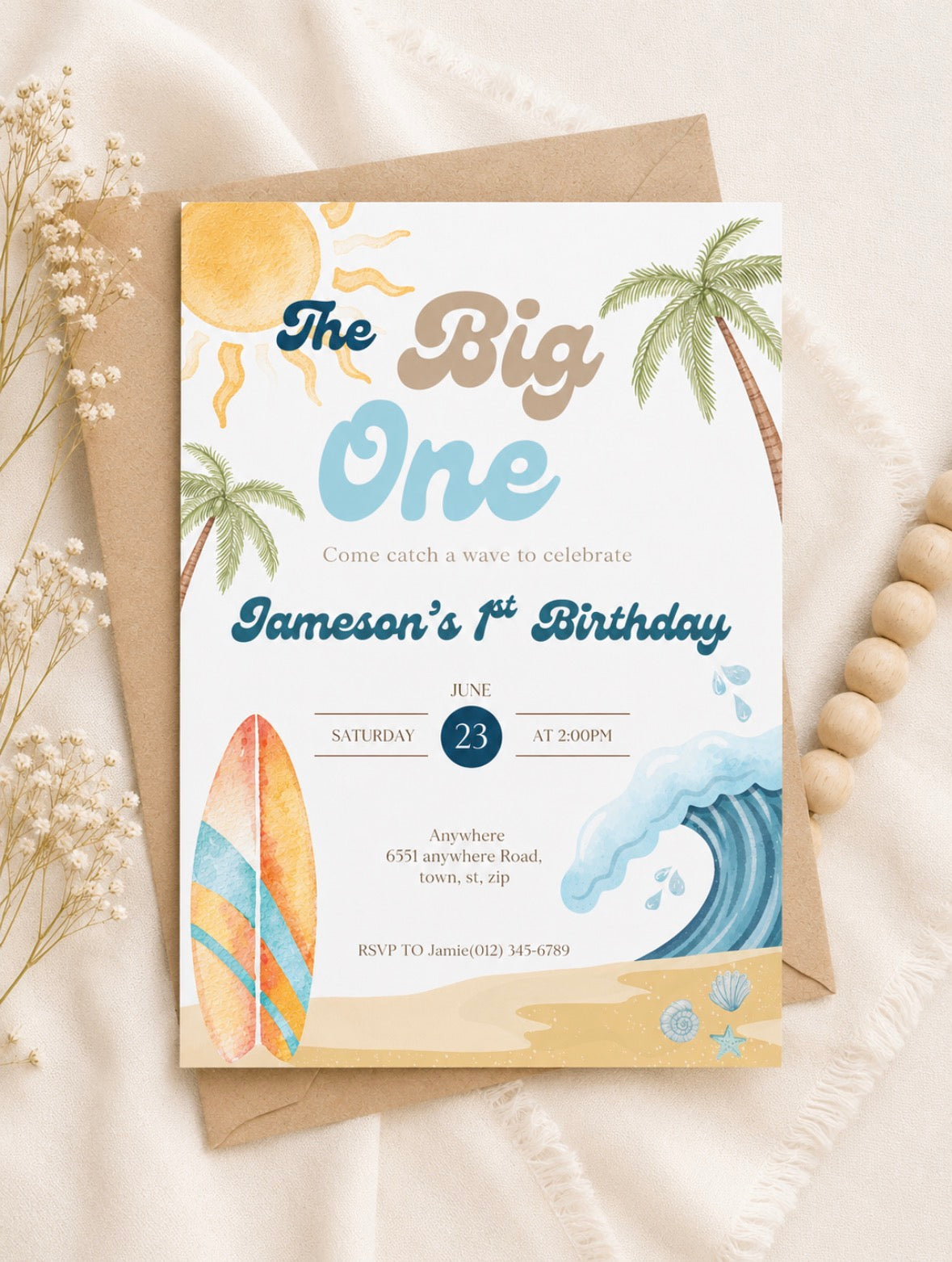 The Big One First Birthday Invitation Template