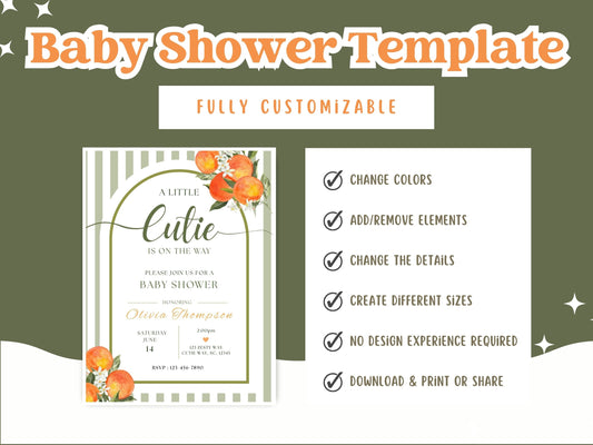 A Little Cutie Is On The Way Baby Shower Invitation Template