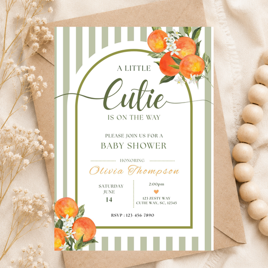 A Little Cutie Is On The Way Baby Shower Invitation Template