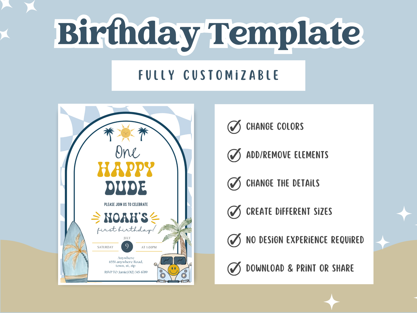 One Happy Dude Invitation Template