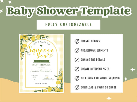 Sweet Lemon Baby Shower Invitation Template