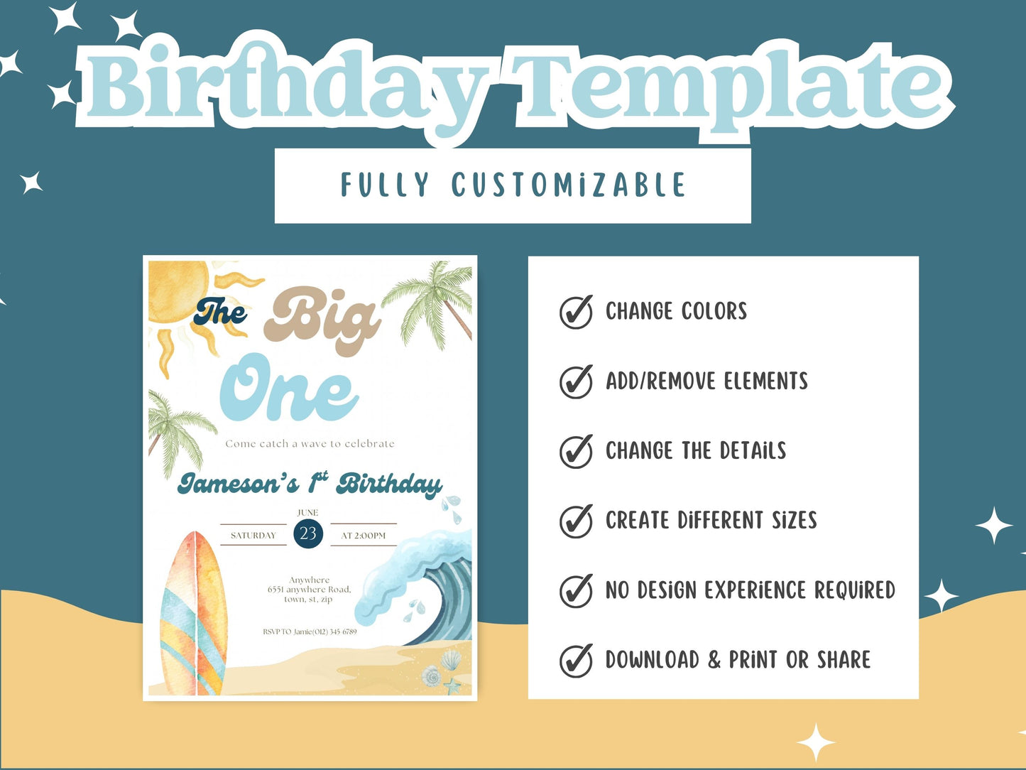 The Big One First Birthday Invitation Template