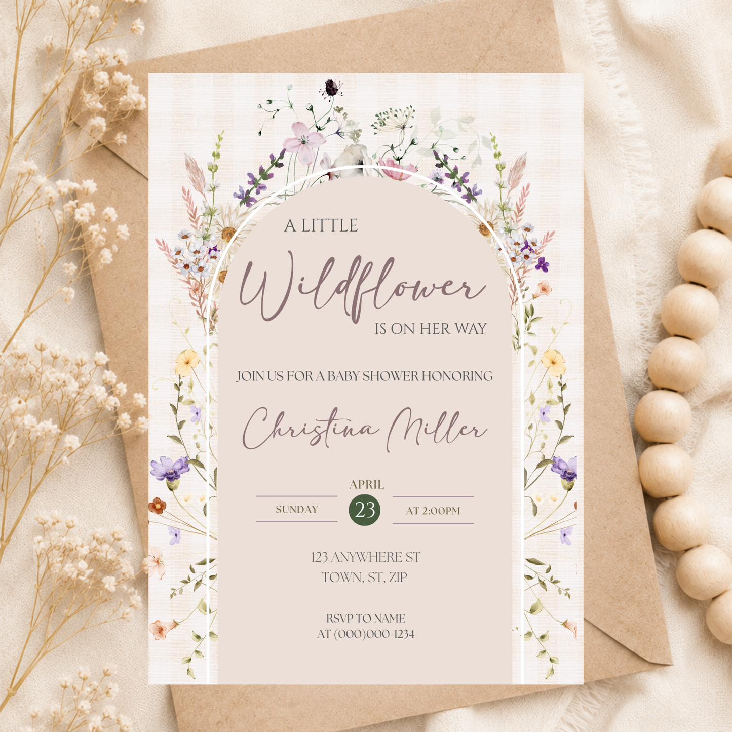 Wildflower Baby Shower Invitation Template