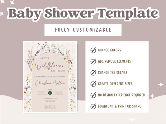 Wildflower Baby Shower Invitation Template